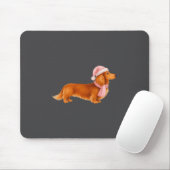 Nk Santa Red Long Haired Dachshund Christmas  Muismat (Met muis)