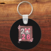 Nk Sparkle Disco Bow 2026 Coquette Happy New Year  Sleutelhanger (Voorkant)