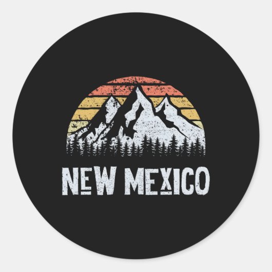 NM New Mexico Mountain State Ronde Sticker (Voorkant)