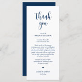 Nner Place Setting Hartelijk dank, Navy Blue Card Programma (Voorkant / Achterkant)