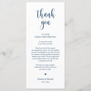 Nner Place Setting Hartelijk dank, Navy Blue Card Programma