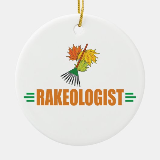 nny Leaf Raking Keramisch Ornament (Voorkant)