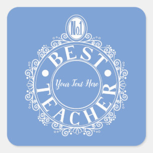 No.1 Best Teacher White Line Design Typography Vierkante Sticker