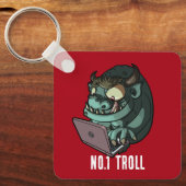 No.1 Troll Internet Troll op Laptop Cartoon Sleutelhanger (Voorkant)