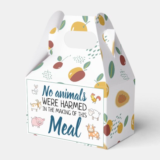 No animals were harmed vegan with cartoon animals bedankdoosjes (Voorkant Zijde)