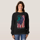 No Body Shaming Shirt Awareness American Flag Teal (Voorkant volledig)