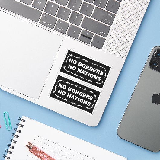 No Borders No Nations Sticker Pack (Laptop met iPhone)