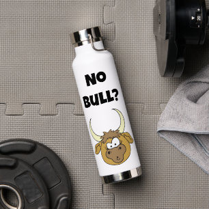 No Bull Funny Brown Cartoon Koe Head Art Waterfles