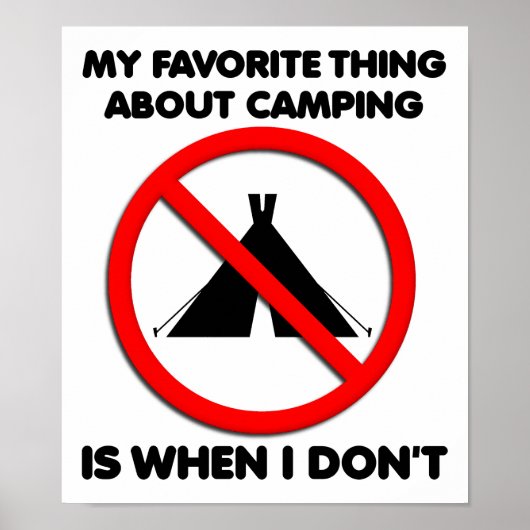 No Camping Funny Poster (Devant)