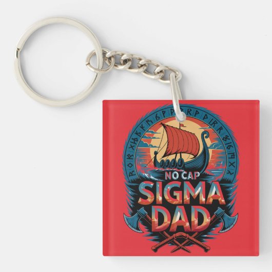No Cap Sigma Dad Viking Style for Fathers Day Sleutelhanger (voorkant)