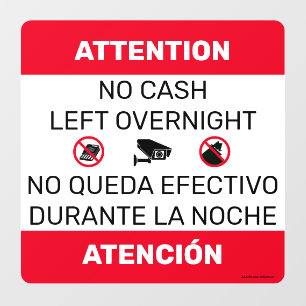 No Cash Left Le panneau de la fenêtre de la porte