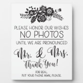 No Cell Phone Photos Mariage Ceremony Plaque (Devant)