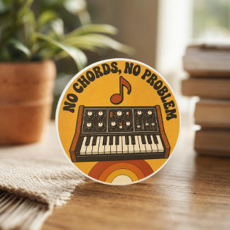 No Chords, No Problem – Synth Nerd Humor Ronde Sticker