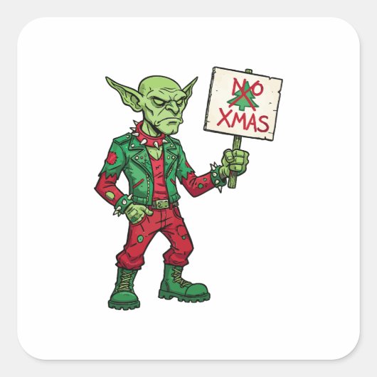 No Christmas – Rebel Alien Style Vierkante Sticker (Voorkant)