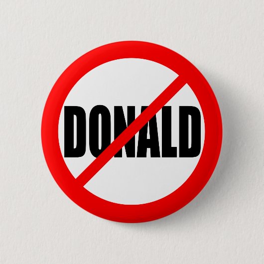 "NO DONALD" RONDE BUTTON 5,7 CM (Voorkant)