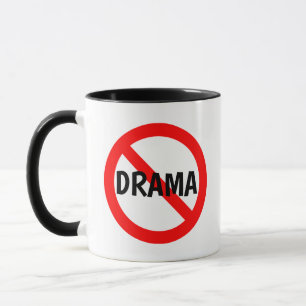 NO DRAMA-aanmelding in rood, wit en zwart Mok