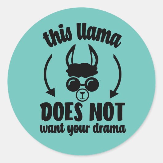 No Drama Llama Ronde Sticker (Voorkant)