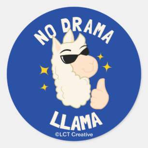 No Drama Llama Ronde Sticker