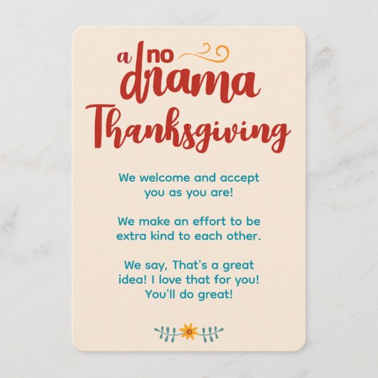 No Drama Llama Thanksgiving Cream Invitation (Devant)