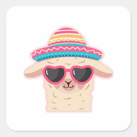 No Drama Llama Vierkante Sticker (Voorkant)