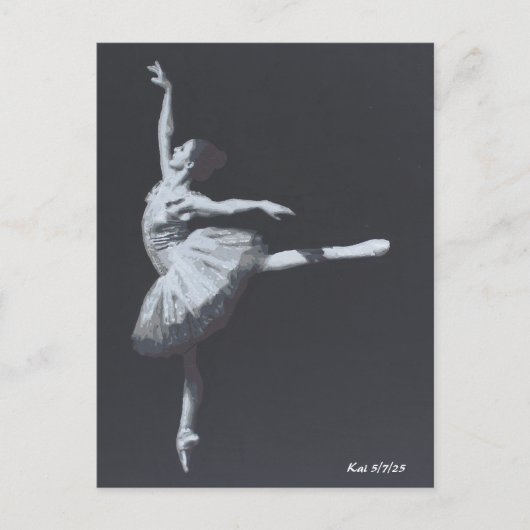 No Drama, Only Freedom, Black & White Ballerina Briefkaart (Voorkant)