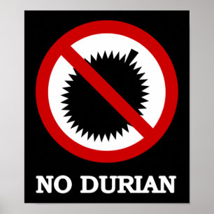 NO Durian Tropical Fruit Sign Poster