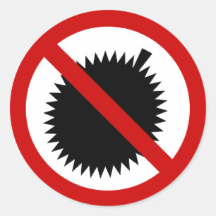 NO Durian Tropical Fruit ⚠ Thai Sign ⚠ Ronde Sticker