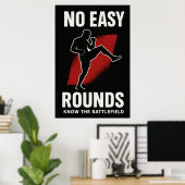 No Easy Rounds MMA Motivation Poster (Bureau à domicile)