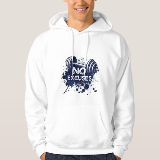 No Excuses Hoodie – Bold Motivational Typography (Voorkant)