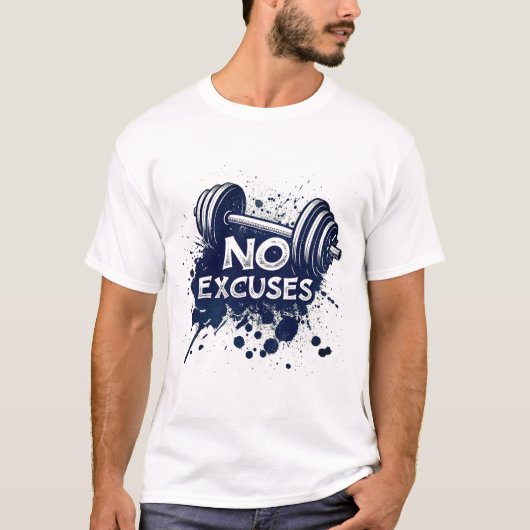 No Excuses T-Shirt – Bold Motivational Typography (Devant)
