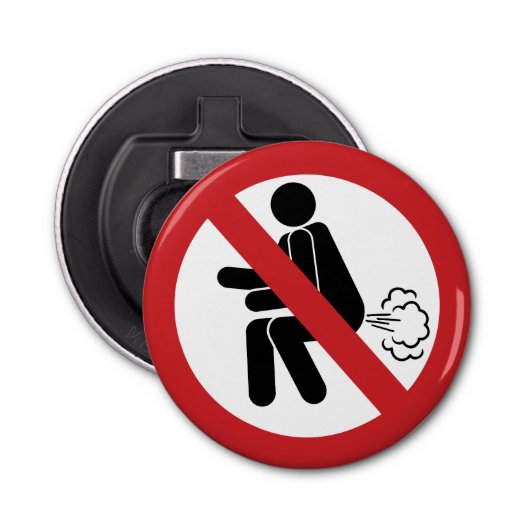 NO Farting ⚠ Funny Thai Toilet Sign ⚠ Button Flesopener (Voorkant)