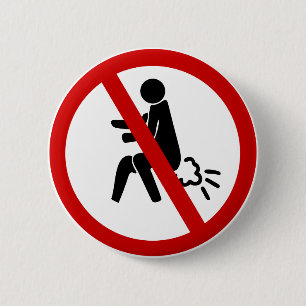 NO Farting ⚠ Funny Thai Toilet Sign ⚠ Ronde Button 5,7 Cm