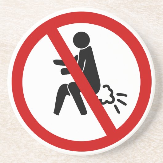 NO Farting ⚠ Funny Thai Toilet Sign ⚠ Zandsteen Onderzetter (Voorkant)
