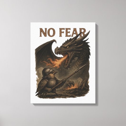 No Fear – Brave Bird vs Dragon Fantasy Art Canvas Afdruk (Voorkant)