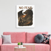 No Fear – Brave Bird vs Dragon Fantasy Art Canvas Afdruk (Insitu (Woonkamer))