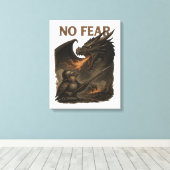 No Fear – Brave Bird vs Dragon Fantasy Art Canvas Afdruk (Insitu (Houten vloer))