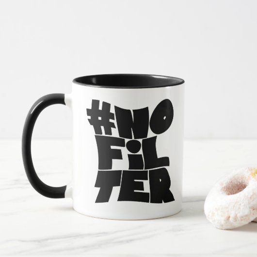 #No Filter - Bold Retro Typography Mug (Avec donut)