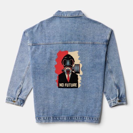 No Future Noir: De Gas Masker Man Denim Jacket (Achterkant)