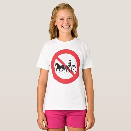 No Horse and Buggy Road Sign T-Shirt (Voorkant volledig)