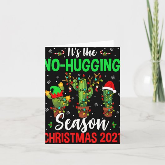 No Hugging Season Xmas 2021 Elf Reindeer Santa Ca Kaart (Voorkant)