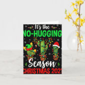 No Hugging Season Xmas 2021 Elf Reindeer Santa Ca Kaart (Gele Bloem)
