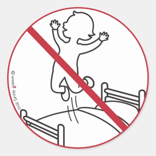 No Jumping on the Bed! Ronde Sticker (Voorkant)