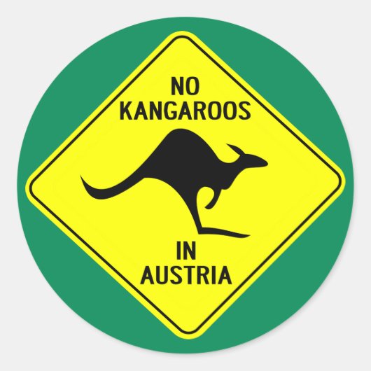 No Kangaroos In Austria Ronde Sticker (Voorkant)