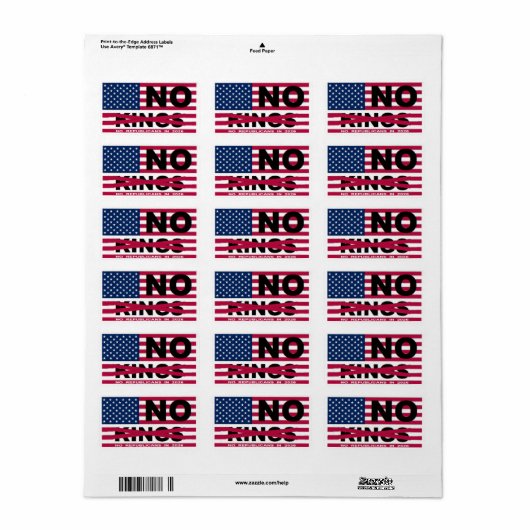 NO KINGS ETIKET (Full Sheet)