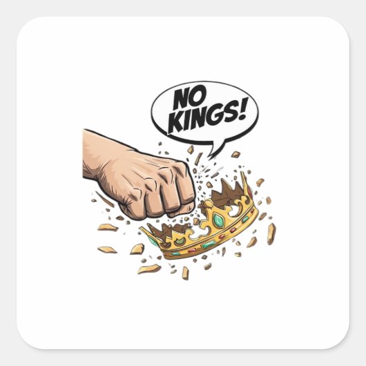 No Kings In America Creative Design Vierkante Sticker (Voorkant)