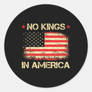 No Kings in America Shirt Amerikaanse vlag Democra Ronde Sticker
