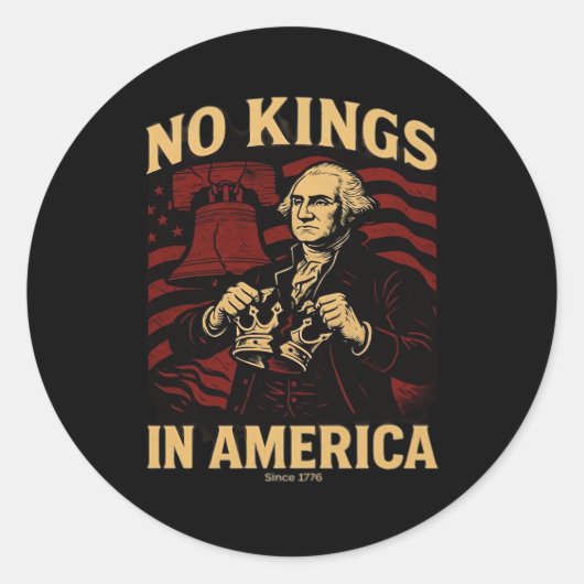 No Kings In America Since 1776 Anti-Donald Trumpp Ronde Sticker (Voorkant)