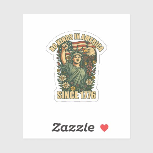 No Kings In America Statue Of Justice For Immigran Sticker (Vel)