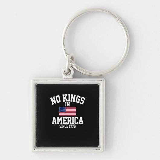 No Kings In America USA Flag Retro Cool Style Sleutelhanger (Voorkant)