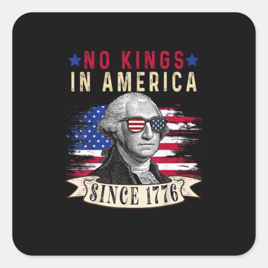 No Kings In America USA Flag Retro Cool Style Vierkante Sticker (Voorkant)